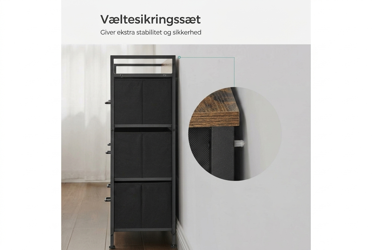SONGMICS kommode – stofopbevaringsskab med 7 skuffer, håndtag og robust metalramme til soveværelse - Image 4